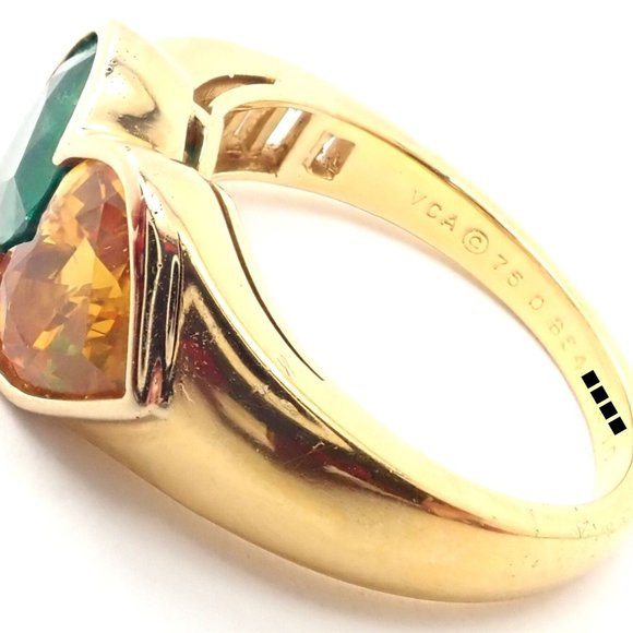 Authentic Van Cleef & Arpels 18k Gold Diamond Emerald Yellow Sapphire Ring Paper - Picture 5 of 11